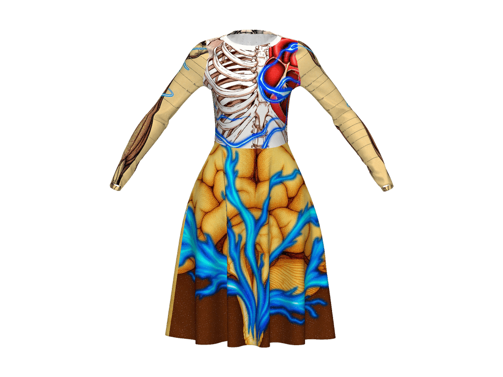 All-Over Print Long Sleeve Midi Dress