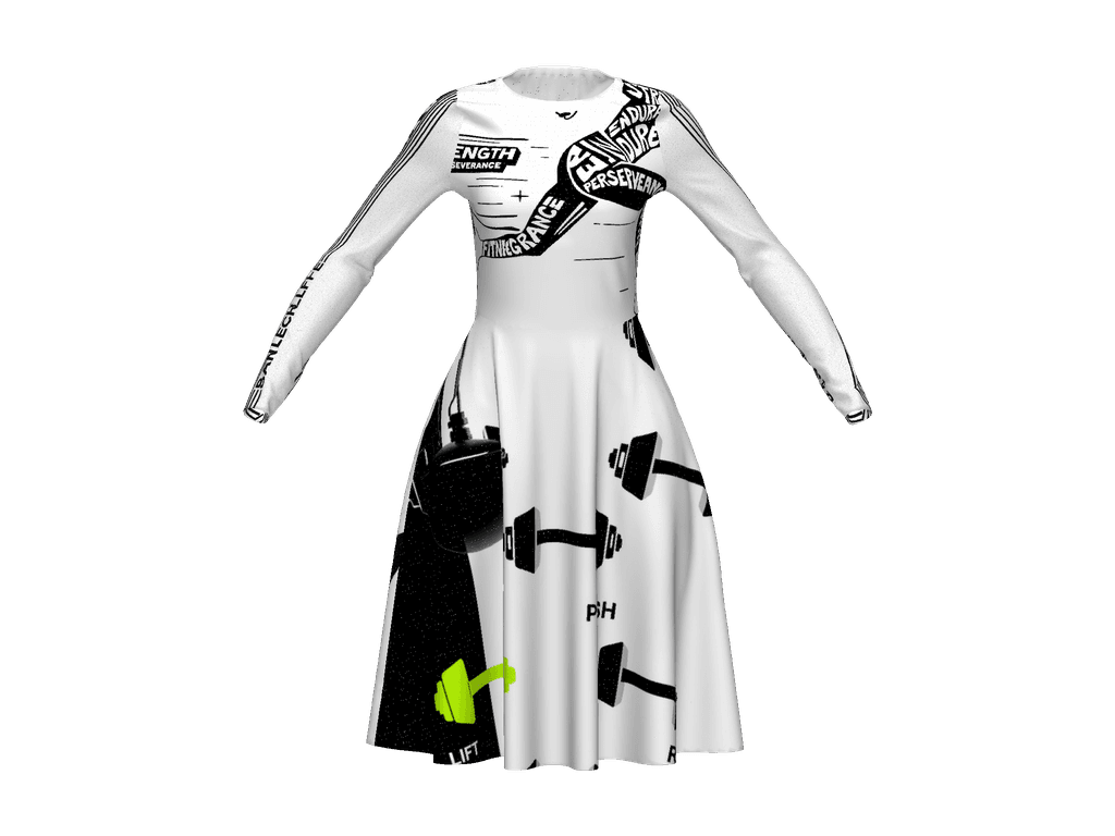 All-Over Print Long Sleeve Midi Dress