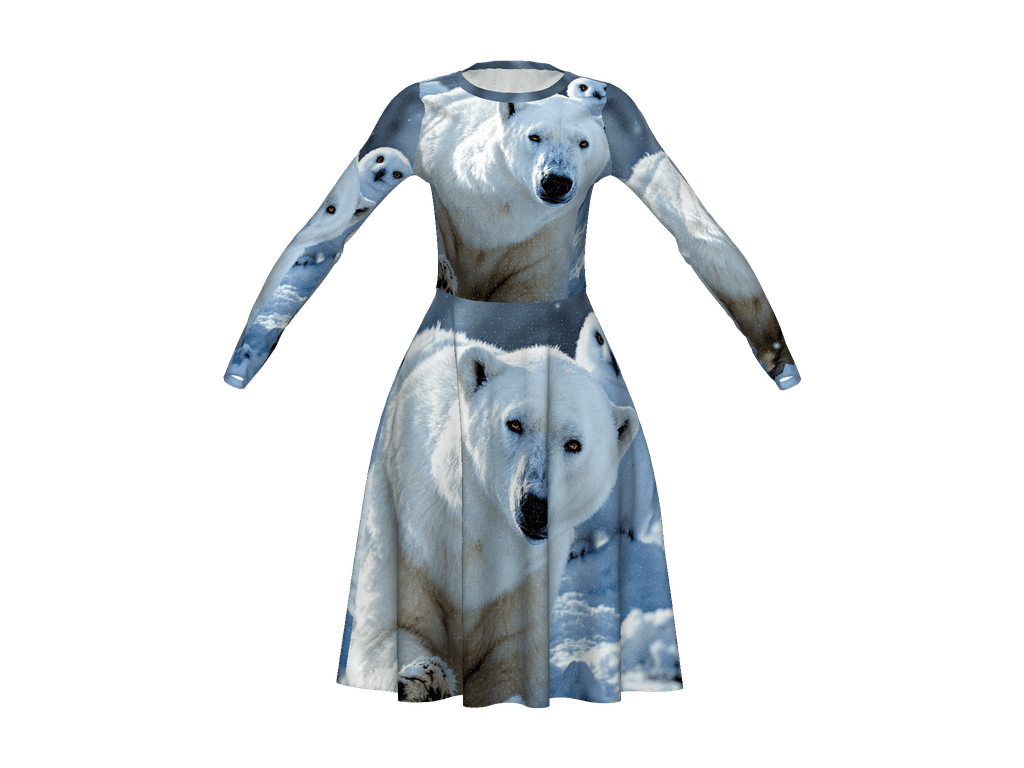 All-Over Print Long Sleeve Midi Dress