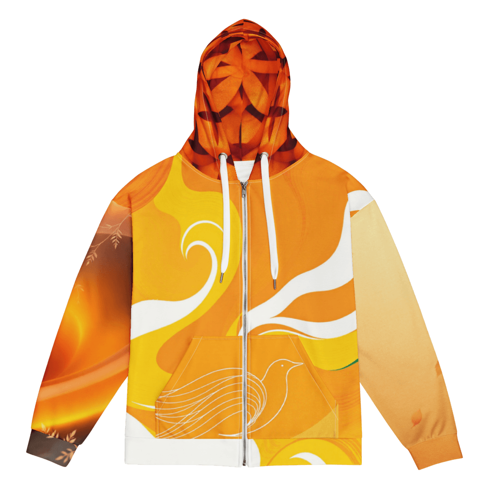 Orange Eco Unisex Zip Hoodie