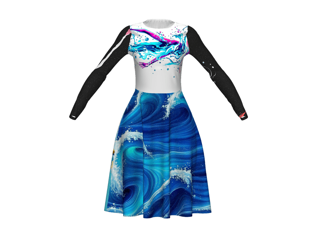 All-Over Print Long Sleeve Midi Dress