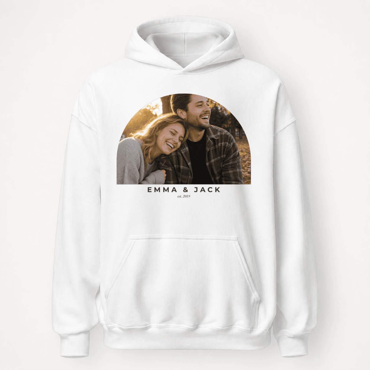 Custom Photo Hoodie flat lay — White
