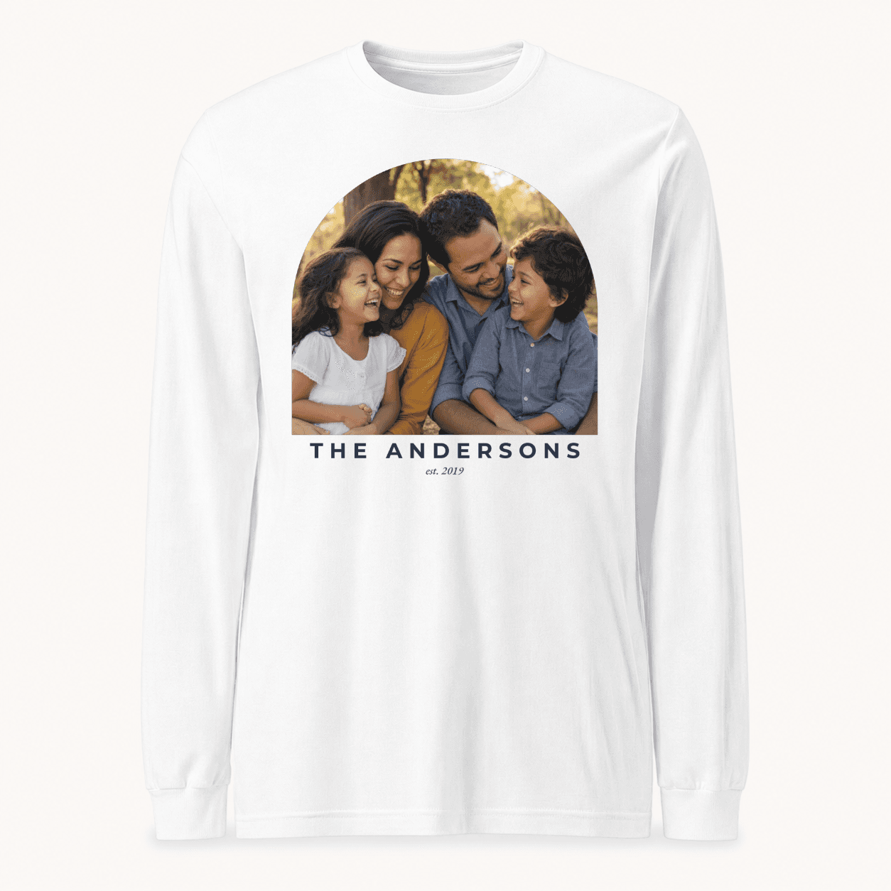 Custom Photo Long Sleeve flat lay — White