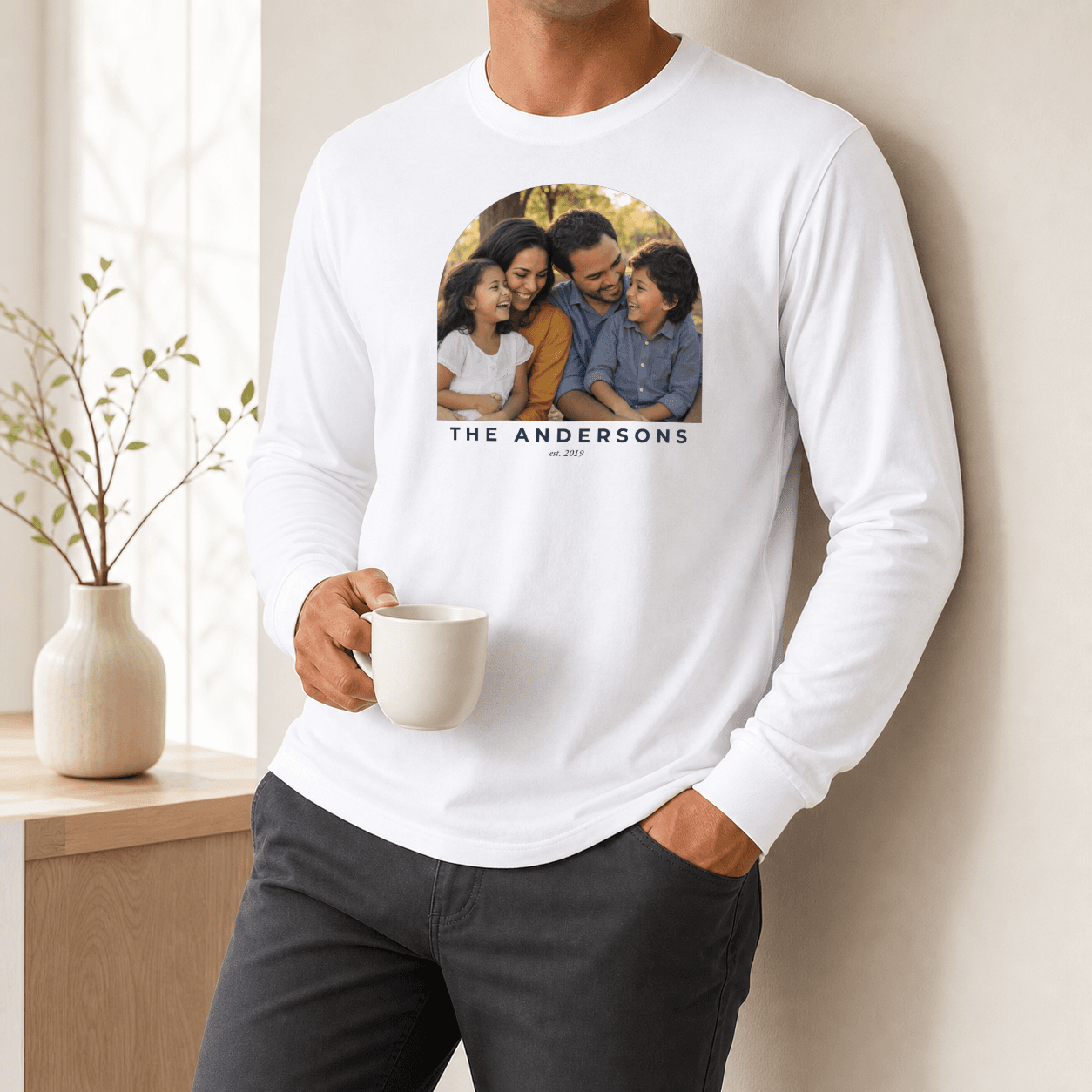 Custom Photo Long Sleeve worn casually