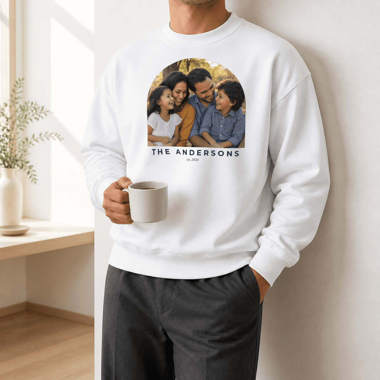 Custom Christmas Sweatshirt worn casually