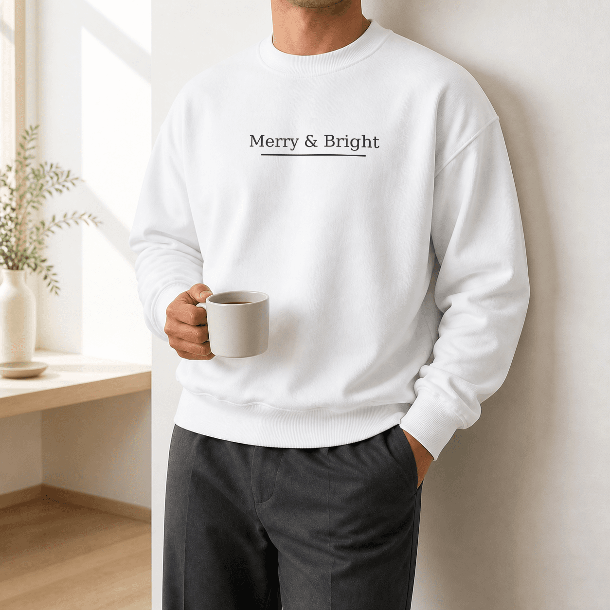 Custom Christmas Sweatshirt worn casually