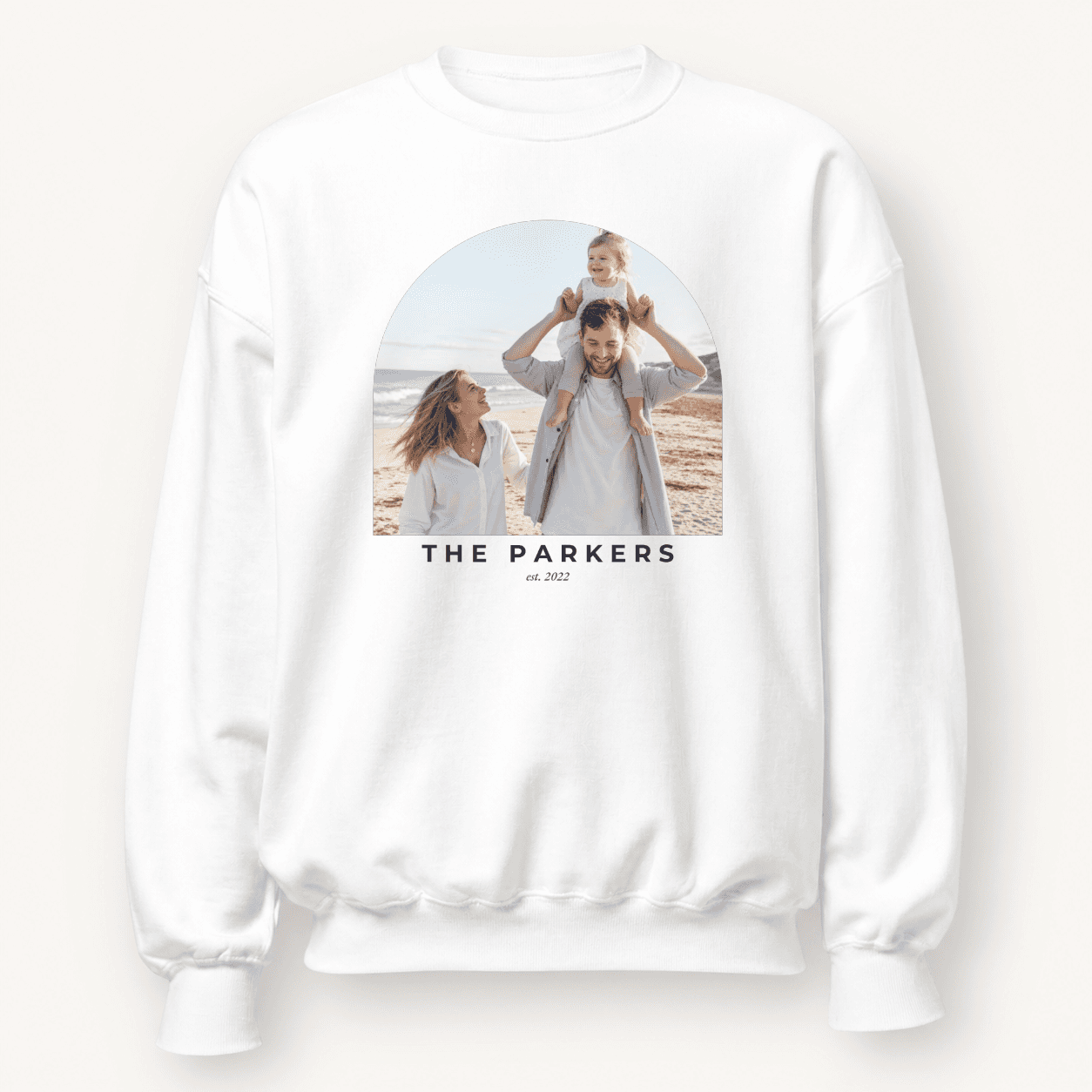 Custom Photo Sweatshirt flat lay — White