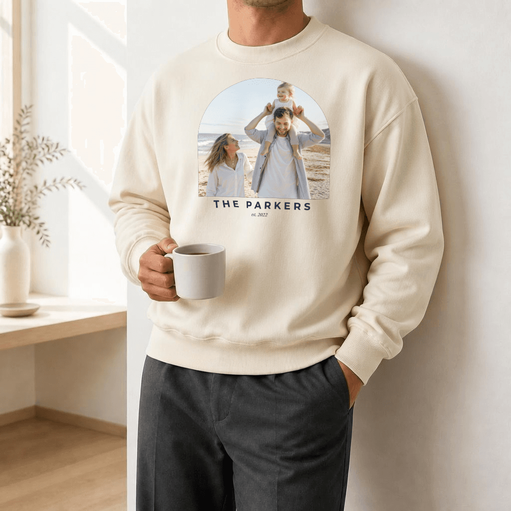 Custom Photo Sweatshirt worn casually