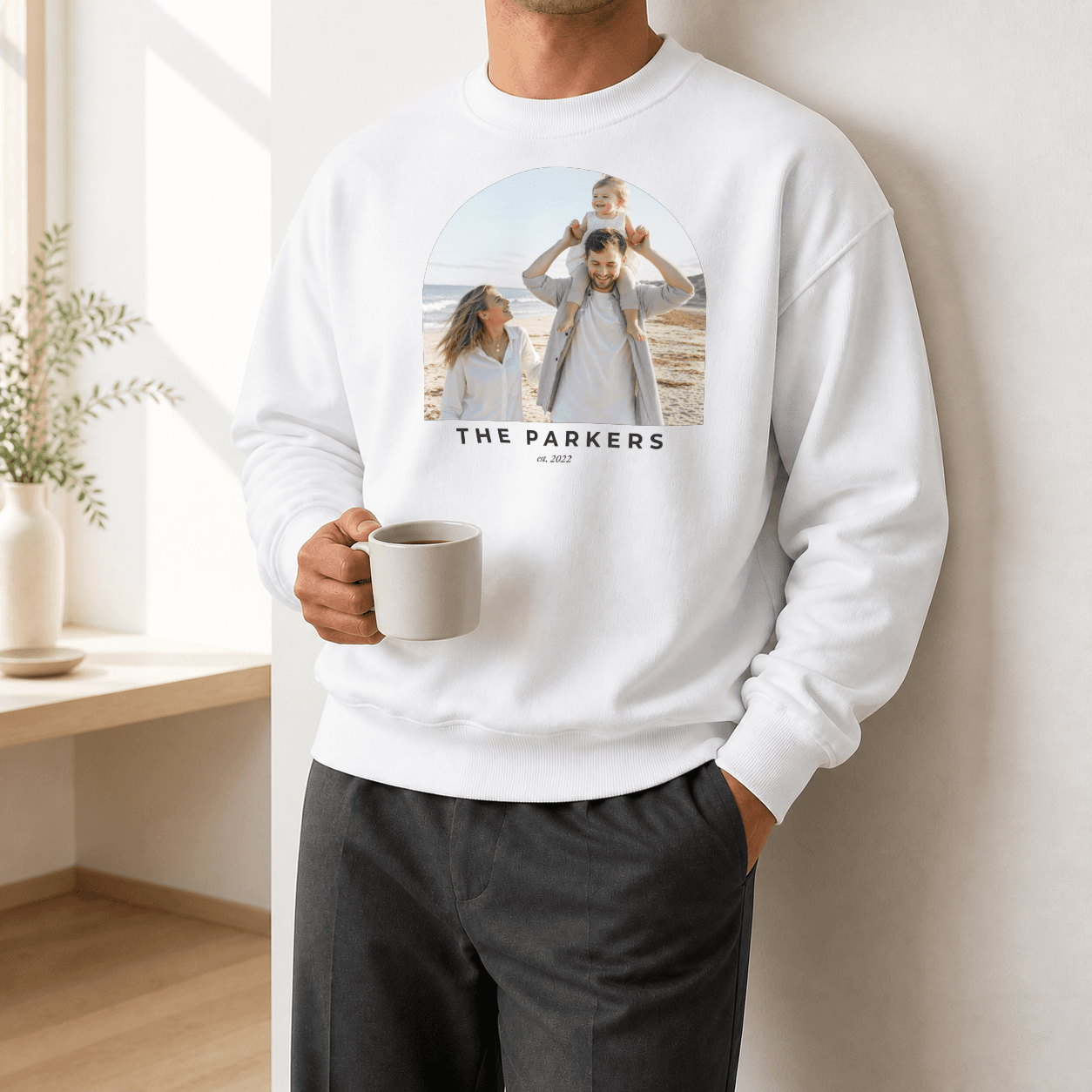 Custom Photo Sweatshirt worn casually