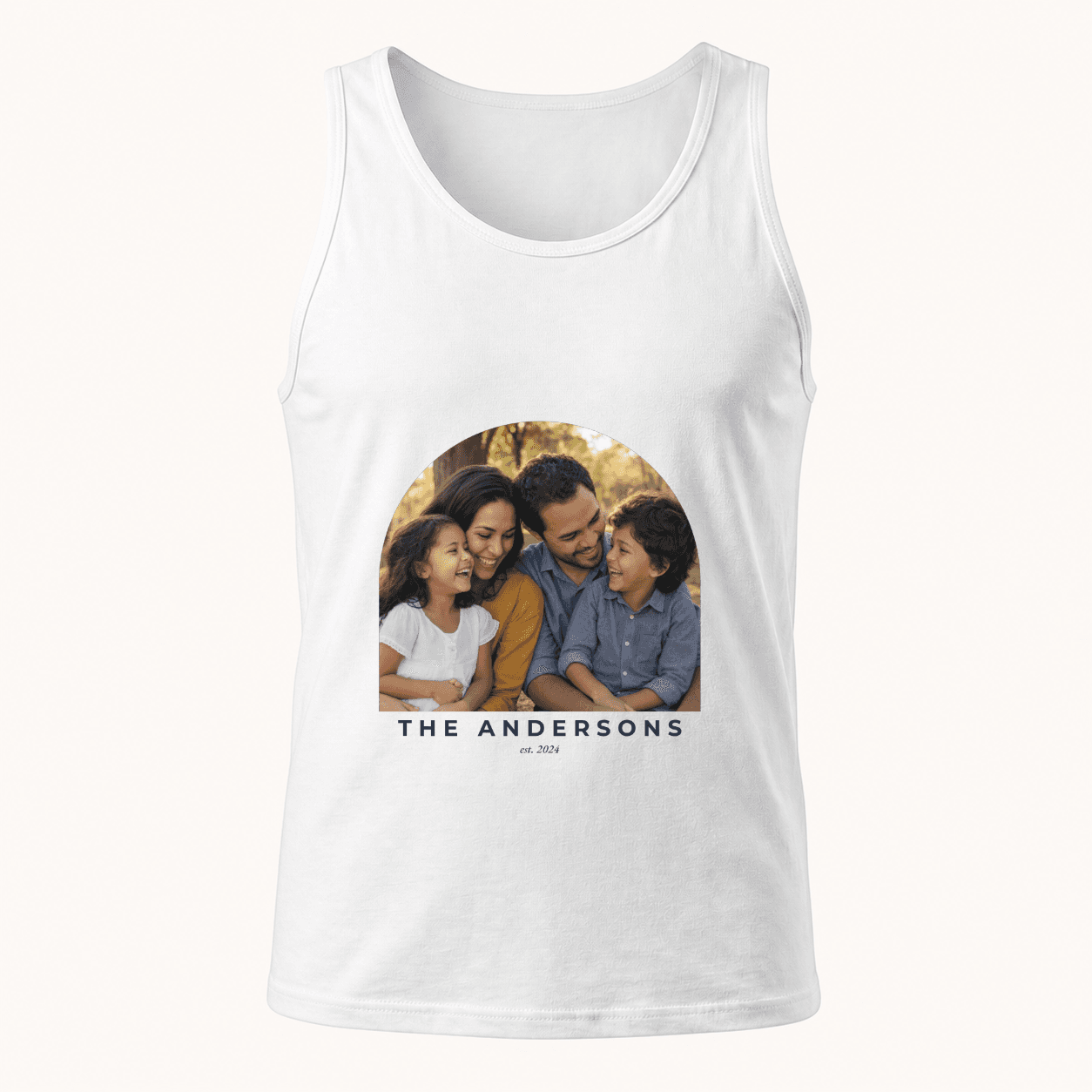 Custom Photo Tank Top flat lay — White