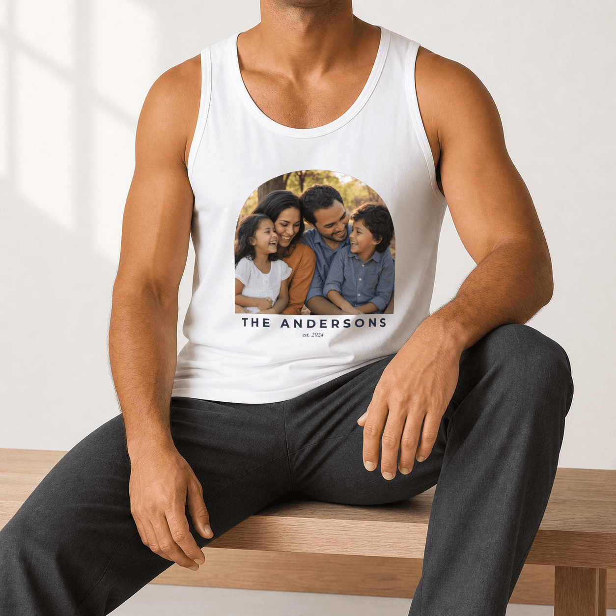 Custom Photo Tank Top worn casually