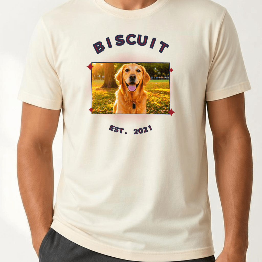 Custom Pet Portrait T-Shirt — Natural