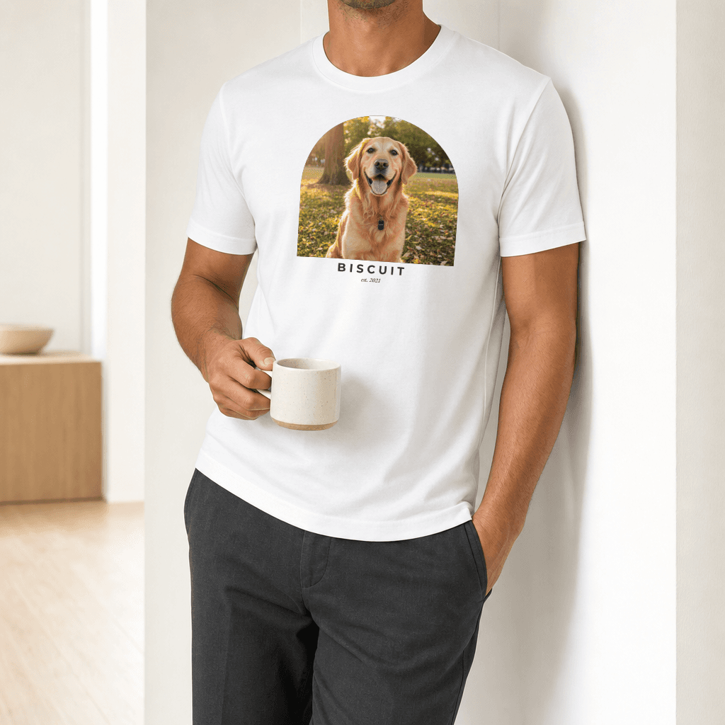 Custom Pet Portrait T-Shirt worn casually