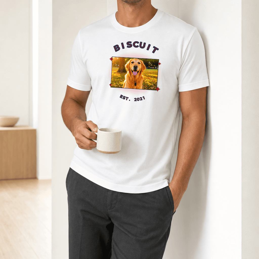 Custom Pet Portrait T-Shirt worn casually