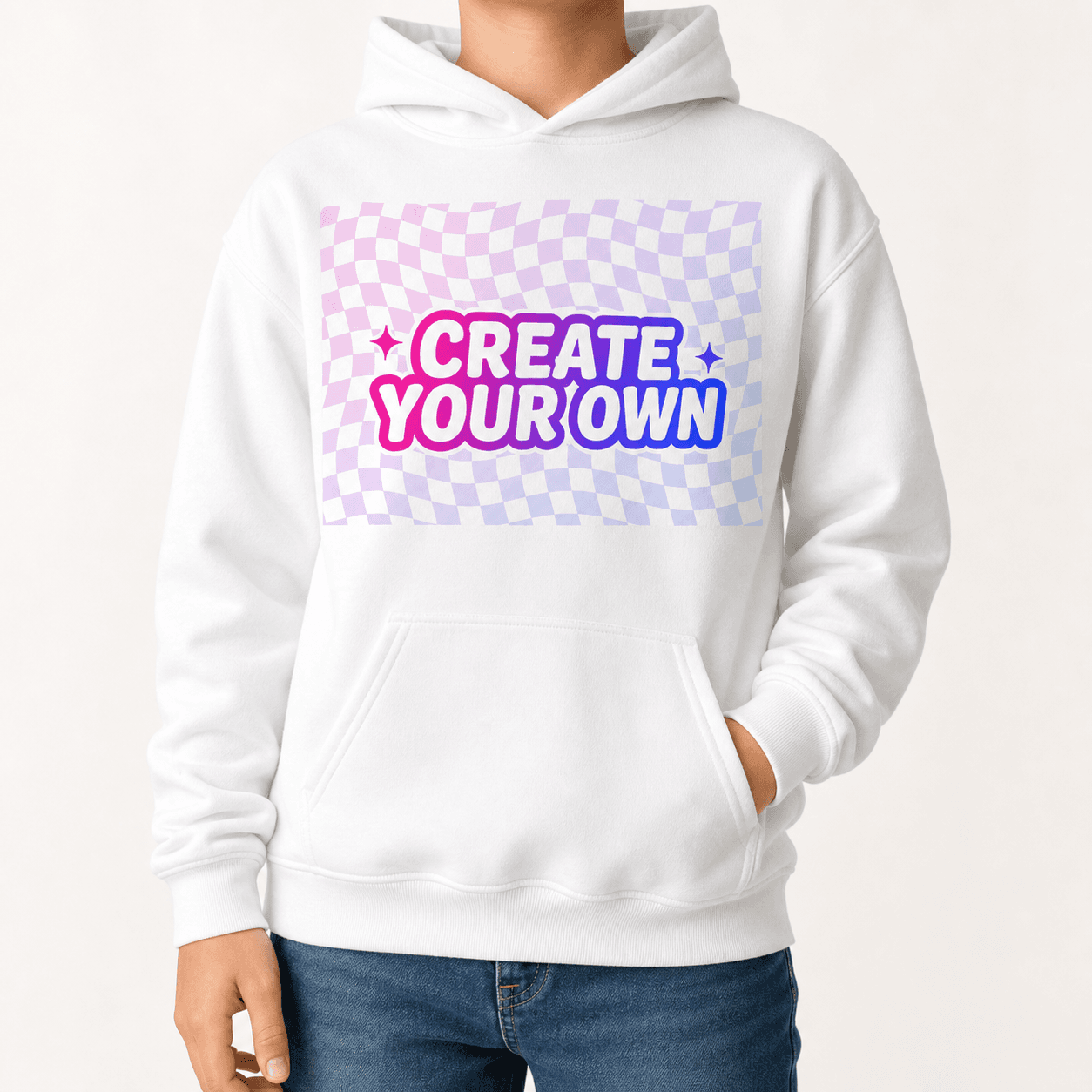 Youth Heavy Blend Hoodie on model