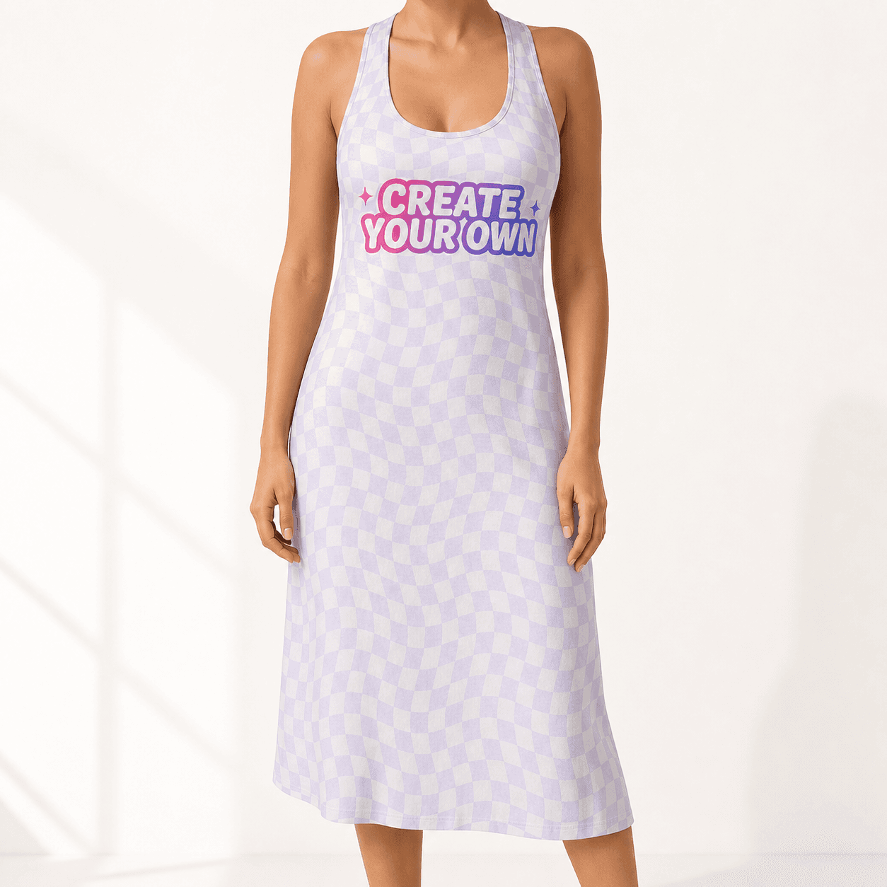 All-Over Print Women's Racerback Dress on model