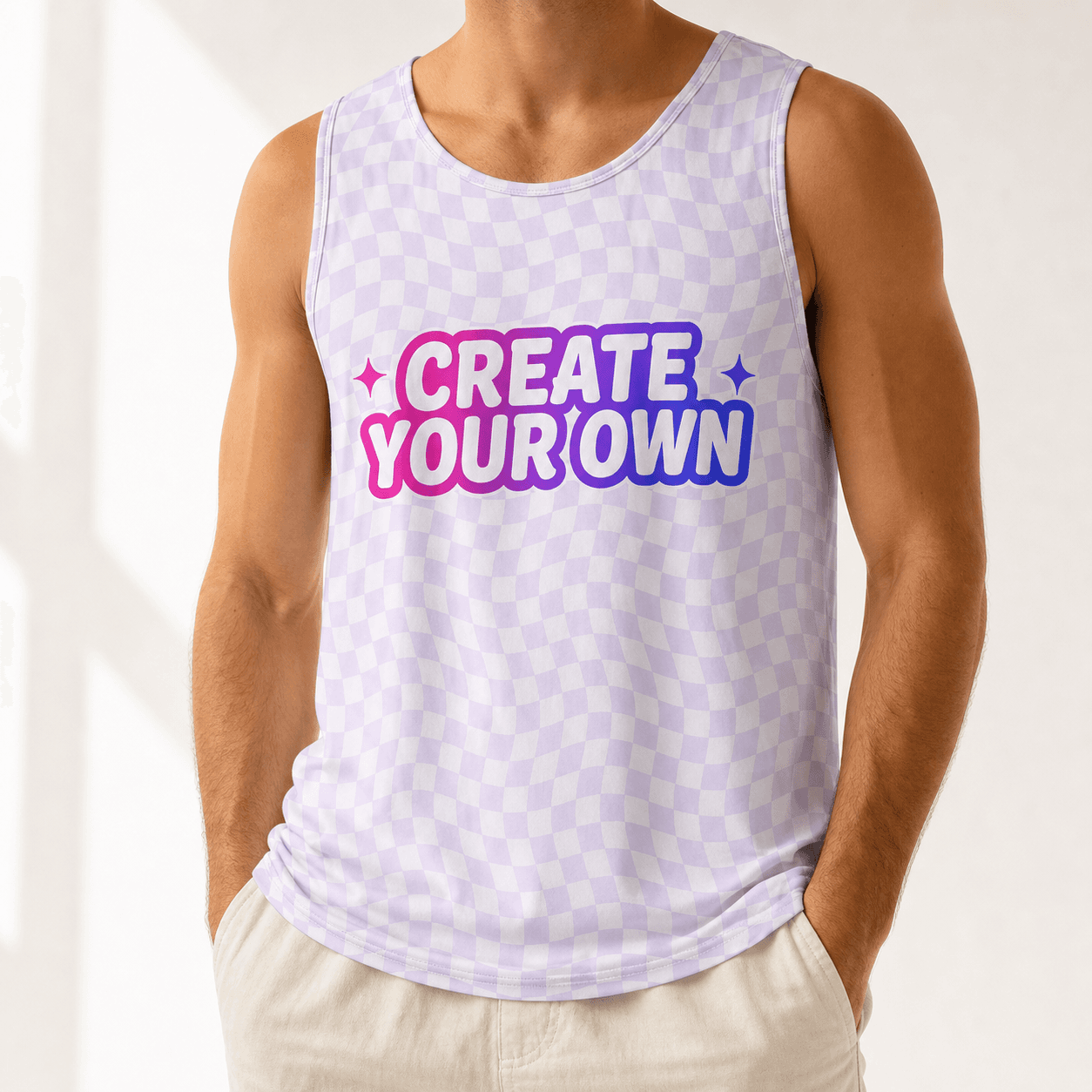 All-Over Print Men's Tank on model