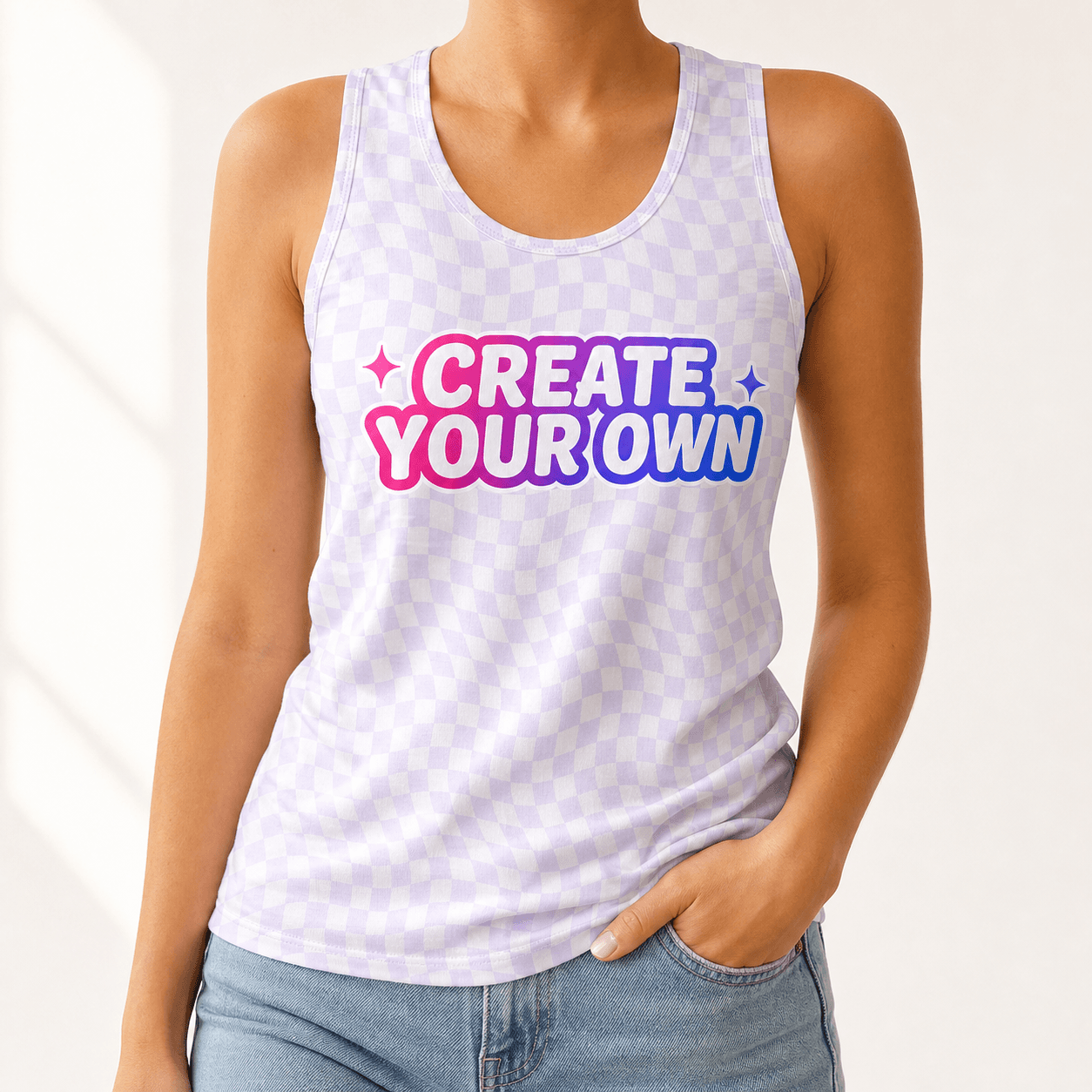 All-Over Print Women's Tank Top on model