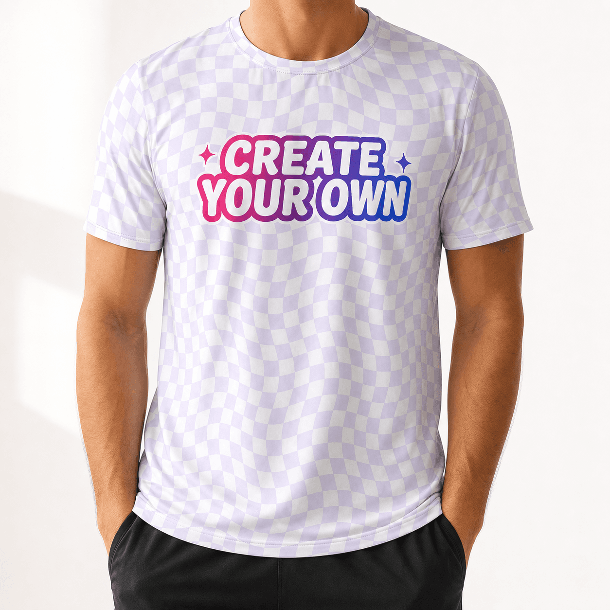 All-Over Print Men's Sport T-Shirt on model
