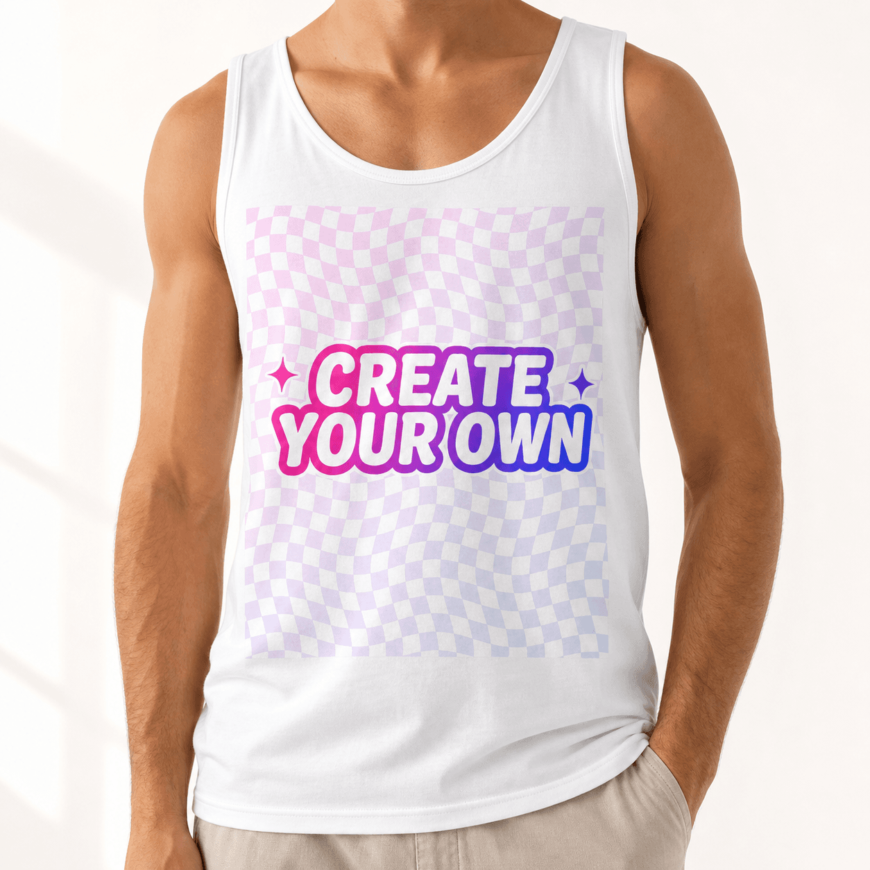 Unisex Jersey Tank on model